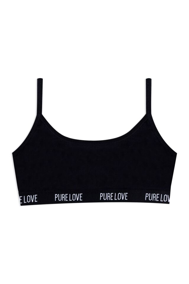 Kız Çocuk 3'lü İp Askılı Yarım Atlet 2014-22 Siyah - 11-13 Yaş