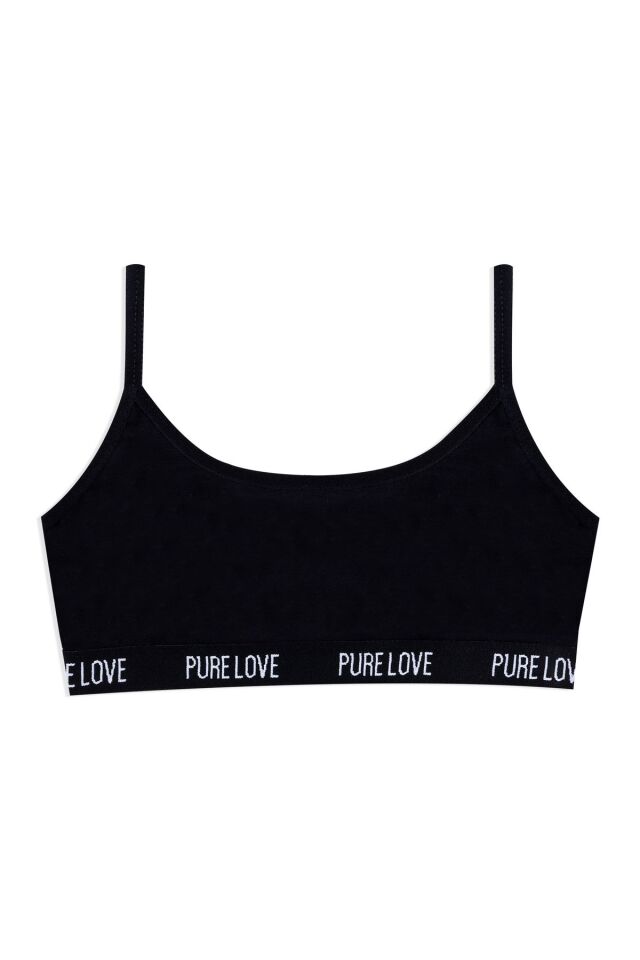 Kız Çocuk 3'lü İp Askılı Yarım Atlet 2014-22 Siyah - 11-13 Yaş