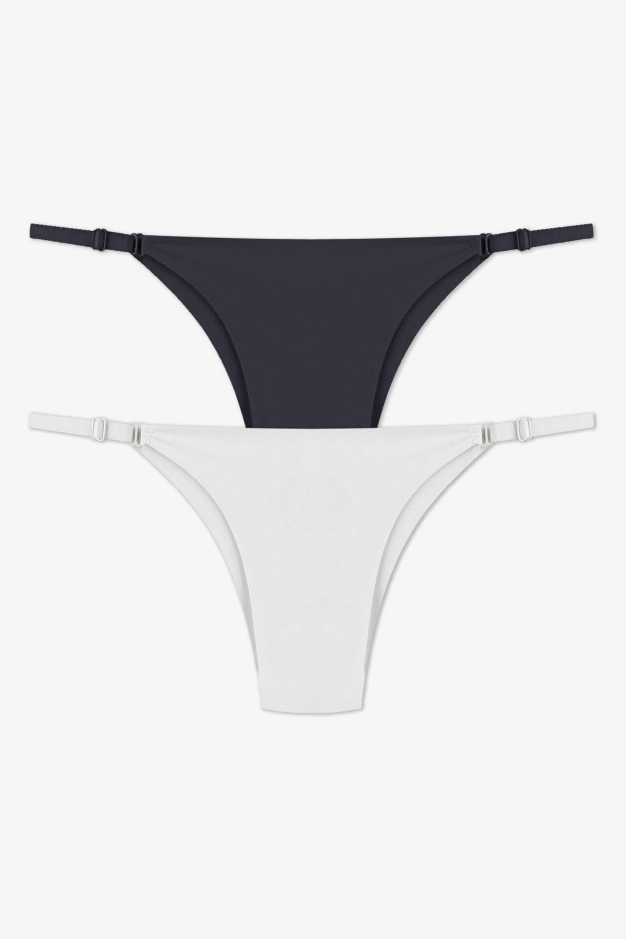 Kadın Ayarlanabilir Lastikli Mikro Slip Siyah -  Ekru - 2XL