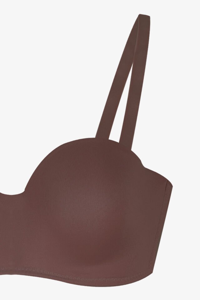 Kadın Dolgusuz Mikro Straplez Sütyen 85B - Kahverengi