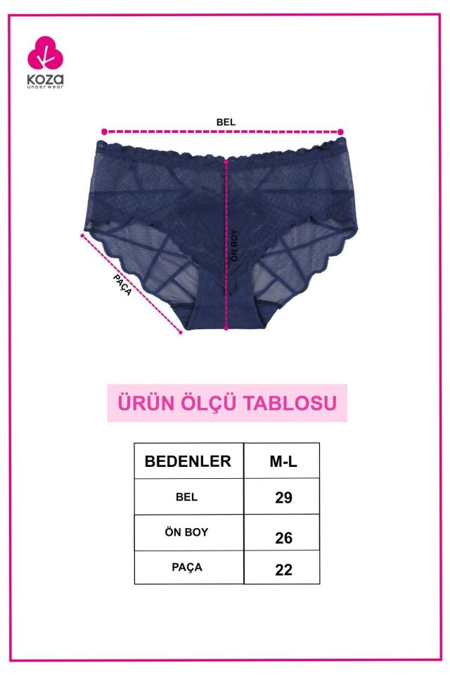 Sevgililer Günü Temalı Kadın 3'lü Kalp Detaylı Dantelli Külot Siyahkırmızıcagla - M