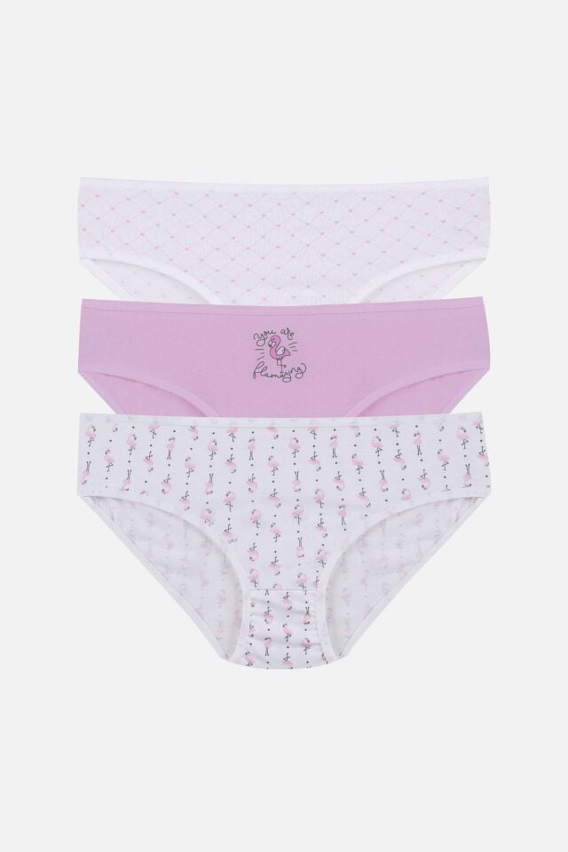 Kız Çocuk 3'lü Sevimli Fare Desenli Slip 1050-111 - 7-8 Yaş - 1050-111 - 7-8 Yaş