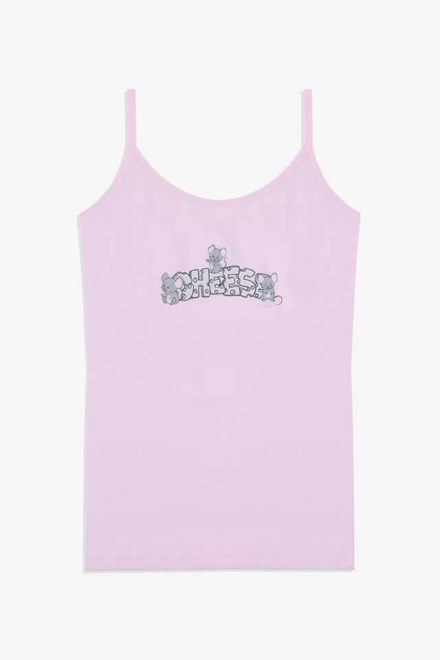 Kız Çocuk Sevimli Fare Desenli Pamuklu Atlet Külot Takım