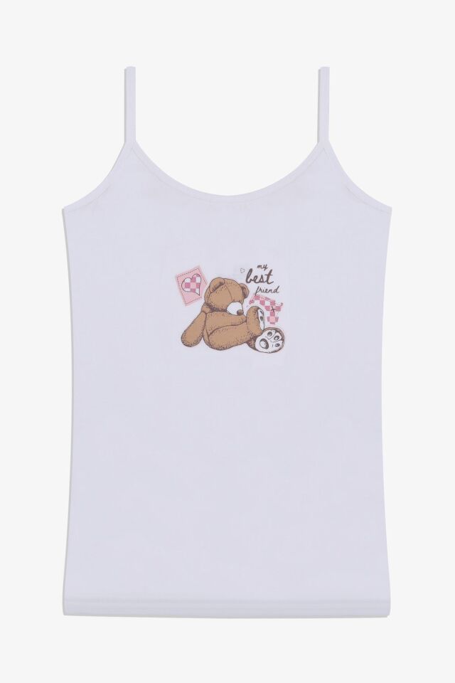 Kız Çocuk Sevimli Fare Desenli Pamuklu Atlet Külot Takım