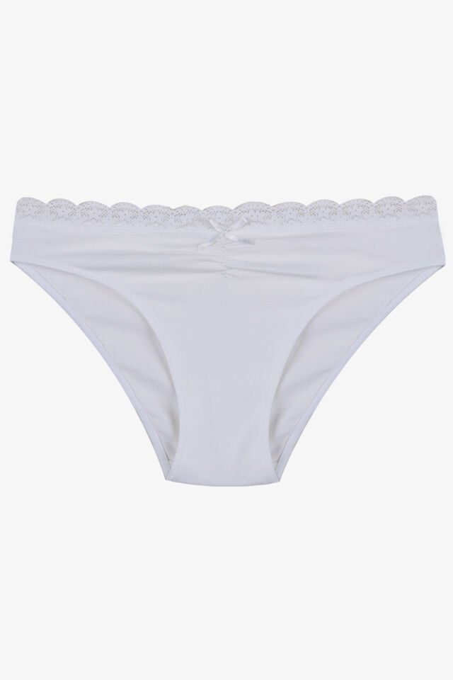 Kadın Ön Bel Dantelli Büzgülü ve Fiyonk Detaylı Lastikli Külot 7'li L - Mor - Gri