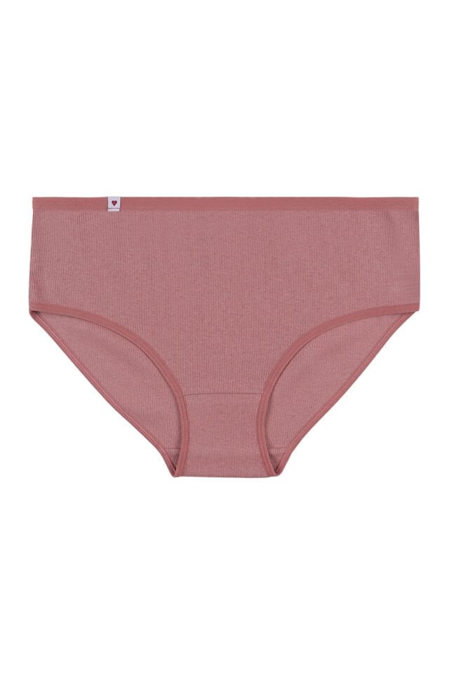 Kadın Bato 3lü Pamuklu Etiket Detaylı Fitilli Ribana Külot Kahvrengi - Ekru - XL-2XL