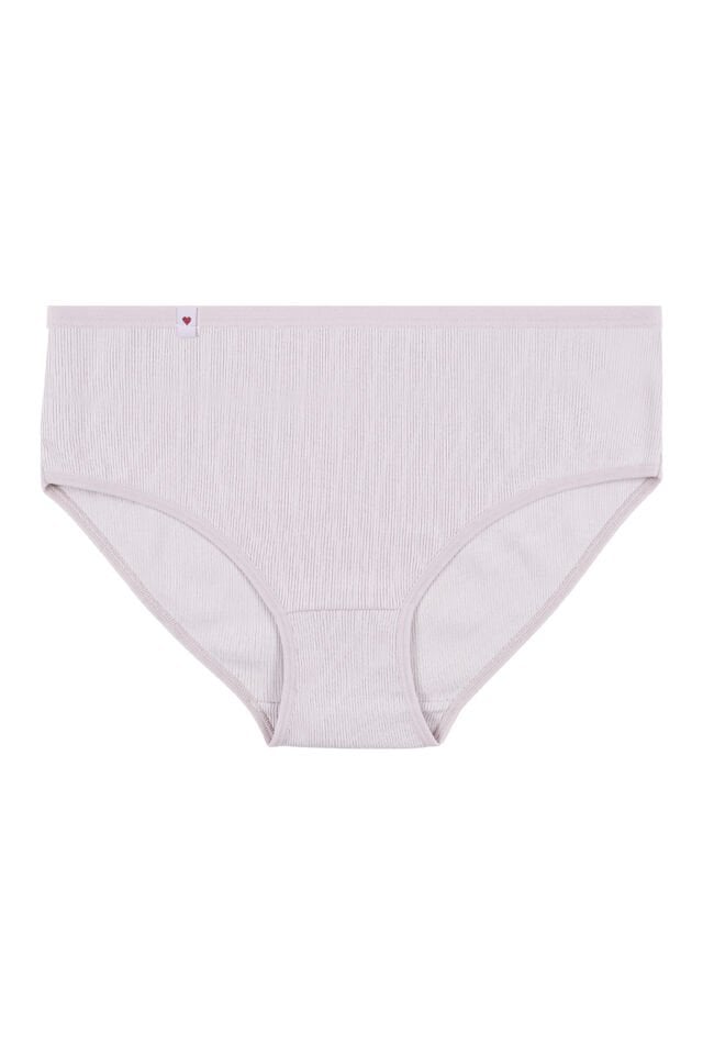 Kadın Bato 3lü Pamuklu Etiket Detaylı Fitilli Ribana Külot Kahvrengi - Ekru - XL-2XL