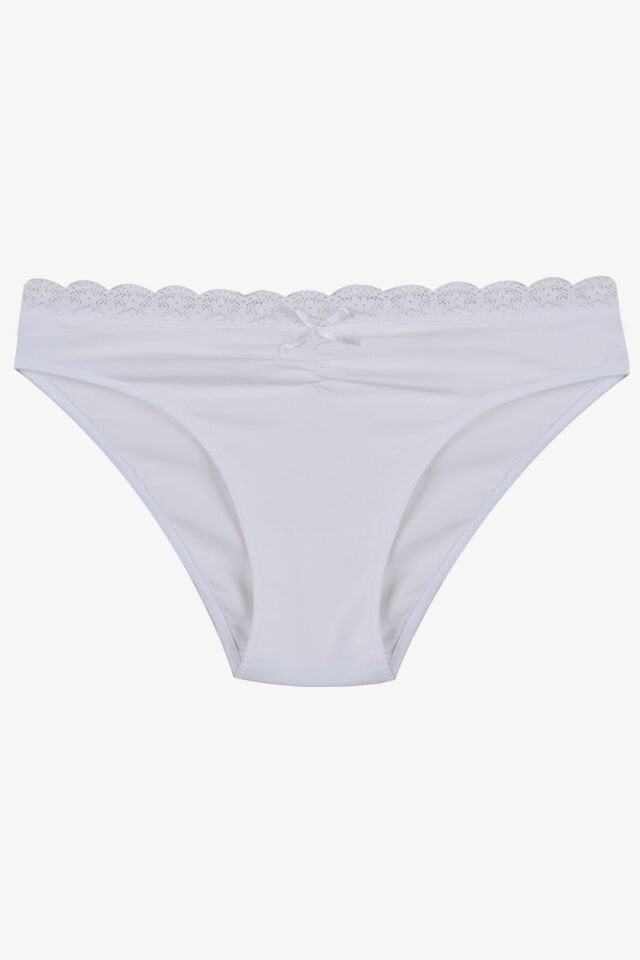 Kadın Ön Bel Dantelli Büzgülü ve Fiyonk Detaylı Lastikli Külot 7'li XL - Mor - Gri