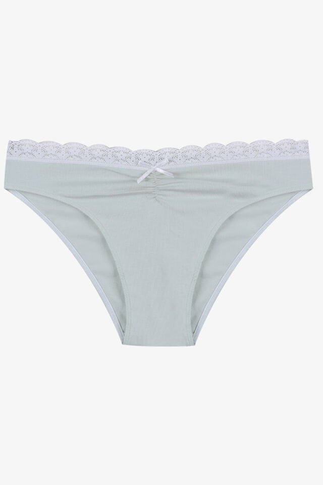 Kadın Ön Bel Dantelli Büzgülü ve Fiyonk Detaylı Lastikli Külot 7'li XL - Mor - Gri