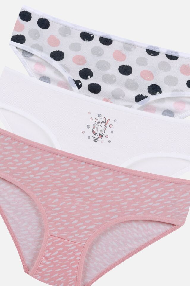 Kız Çocuk 3'lü Sevimli Fare Desenli Slip 1050-117 - 7-8 Yaş - 1050-117 - 7-8 Yaş