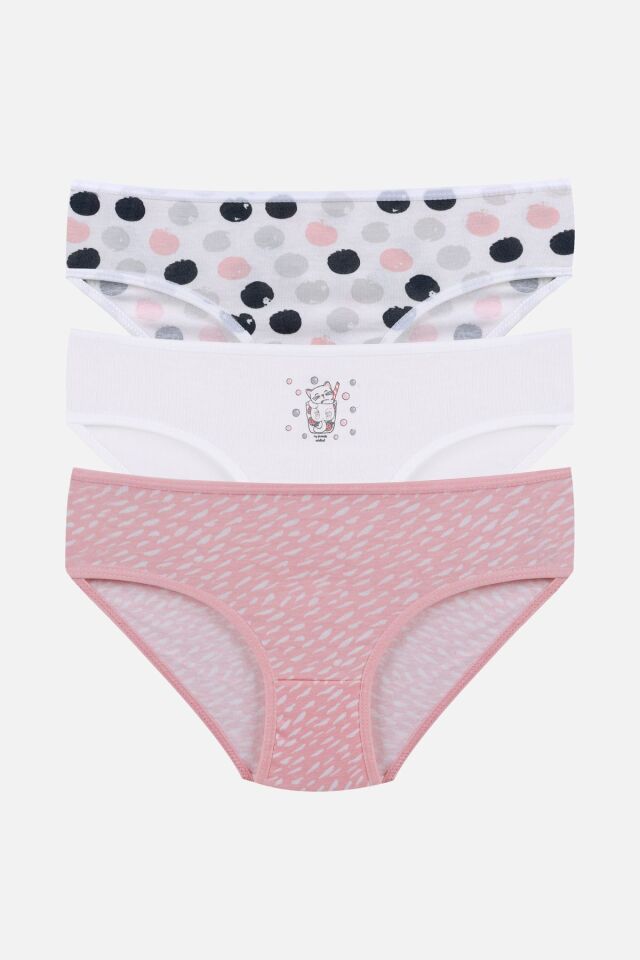 Kız Çocuk 3'lü Sevimli Fare Desenli Slip 1050-117 - 5-7 Yaş - 1050-117 - 5-7 Yaş