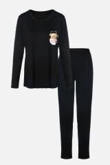 Kadın Yumuşak Dokulu Viskon Dökümlü Pijama Takımı