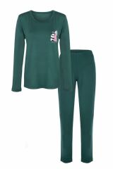 Kadın Yumuşak Dokulu Viskon Dökümlü Pijama Takımı