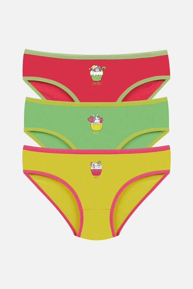 Kız Çocuk 3'lü Sevimli Fare Desenli Slip 1050-89 - 7-8 Yaş - 1050-89 - 7-8 Yaş