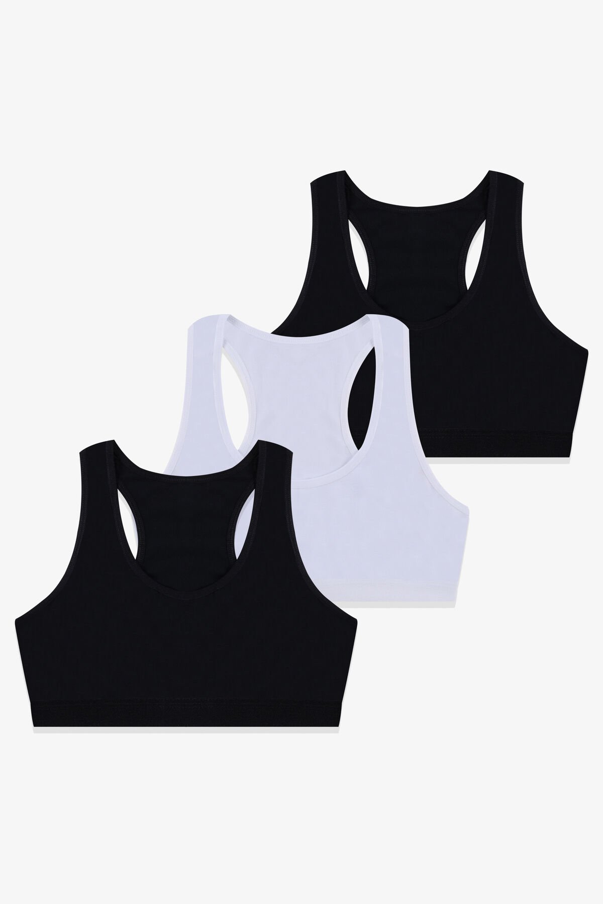 Kadın 3'lü Kalın Askılı Yarım Büstiyer Siyahbeyazsiyah - S