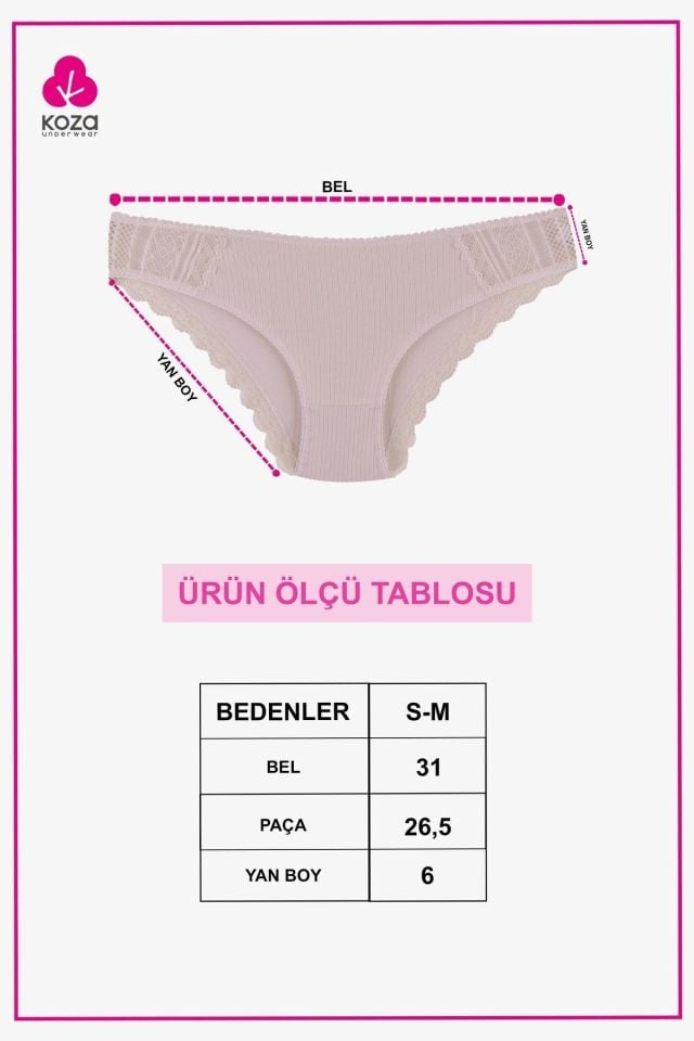 Kadın 5'li Pamuklu Likralı Dantel Detaylı Külot