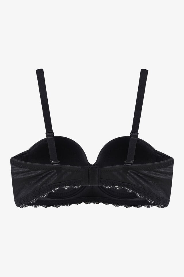 2'Lİ PAKET - Kadın Dolgusuz Mikro Straplez Sütyen 85B - Siyah-Ten