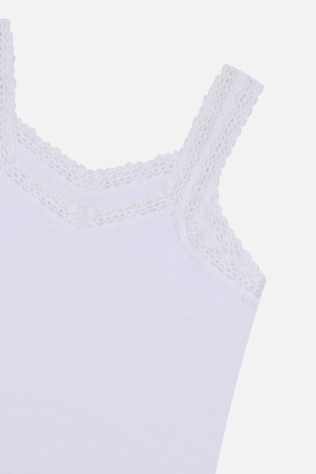 Kadın 2'li Dantel Askılı Atlet Tenbeyaz - 2XL
