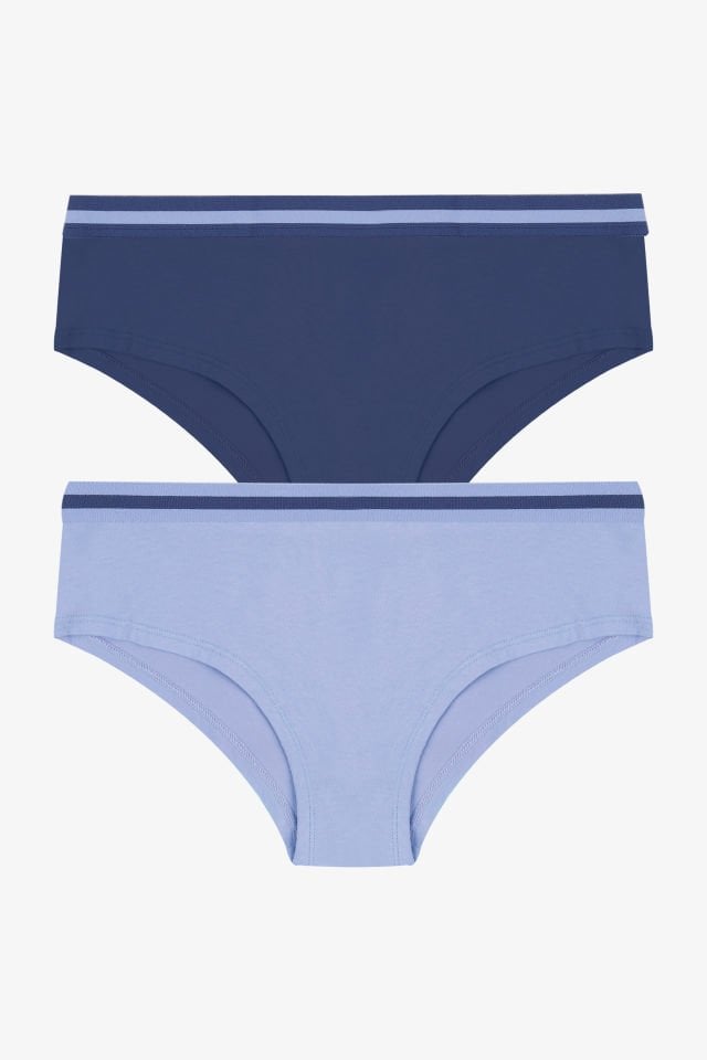 Kadın Pamuklu Çizgili Lastikli 2'li Hipster Külot