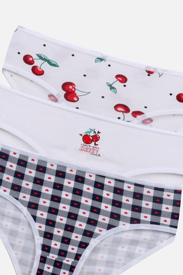 Kız Çocuk 3'lü Sevimli Fare Desenli Slip 1050-133 - 9-12 Yaş - 1050-133 - 9-12 Yaş