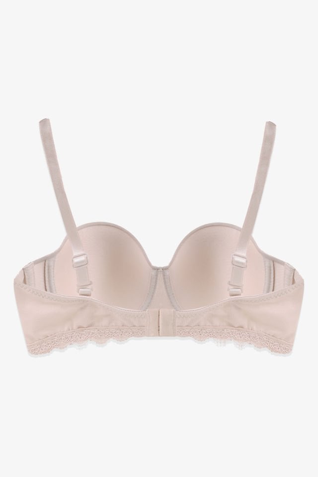 2'Lİ PAKET - Kadın Dolgusuz Mikro Straplez Sütyen 95B - Siyah-Ten