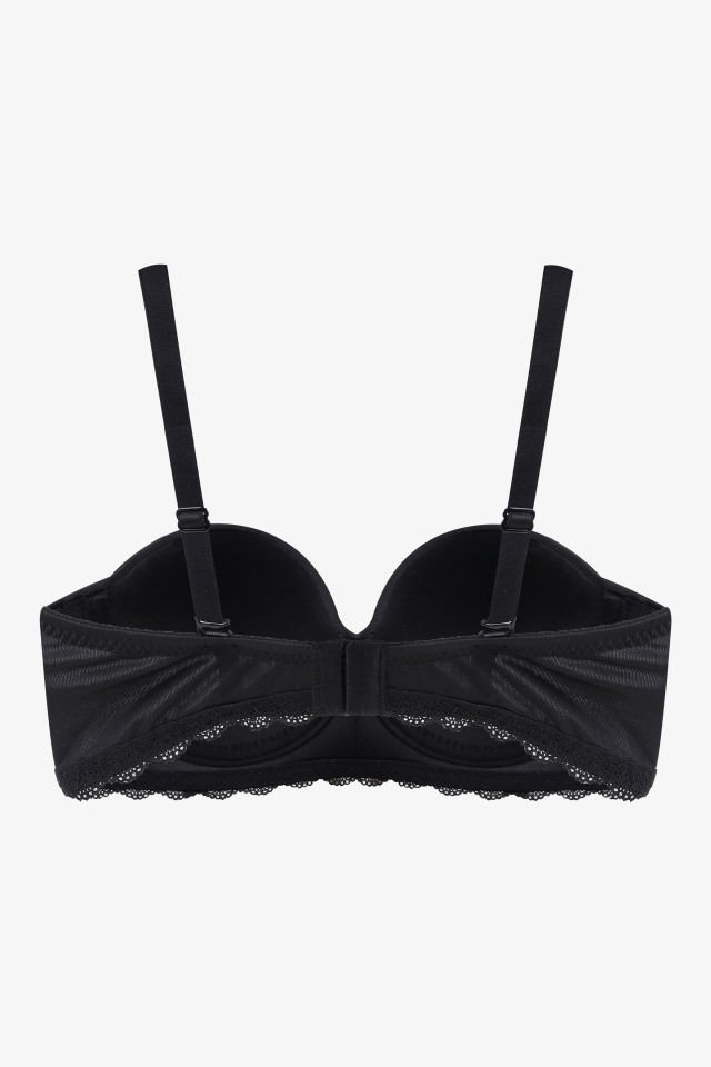 2'Lİ PAKET - Kadın Dolgusuz Mikro Straplez Sütyen 95B - Siyah-Ten