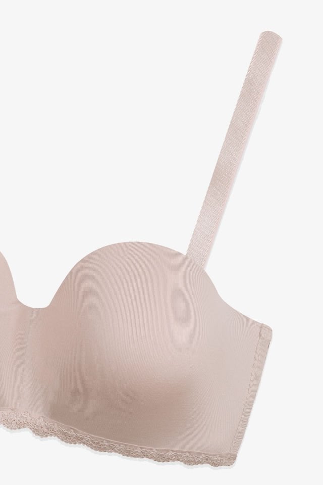 2'Lİ PAKET - Kadın Dolgusuz Mikro Straplez Sütyen 95B - Siyah-Ten