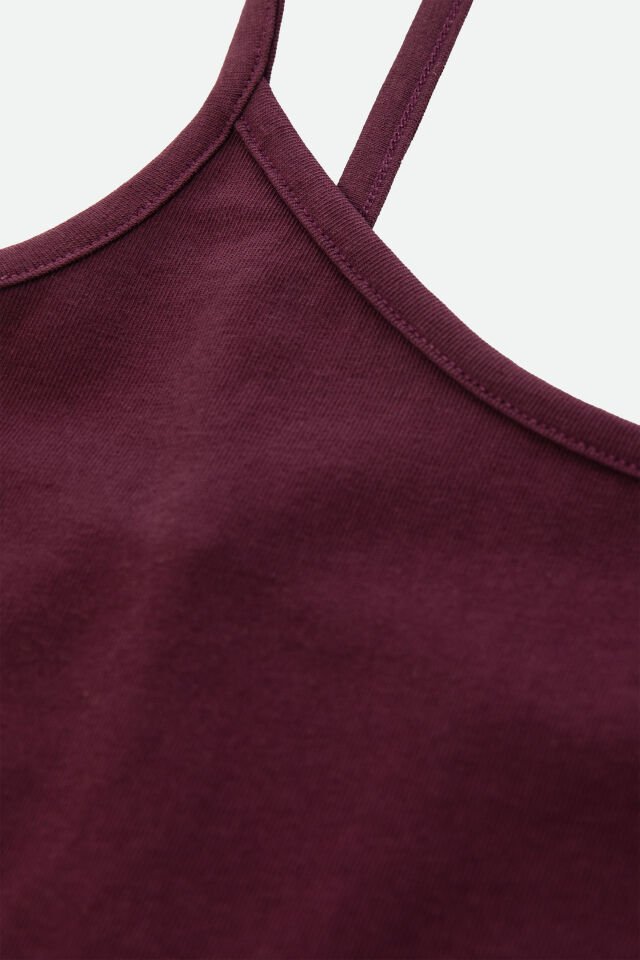 Kadın Pamuklu Askılı Şort Takımı S - Bordo - Pembe