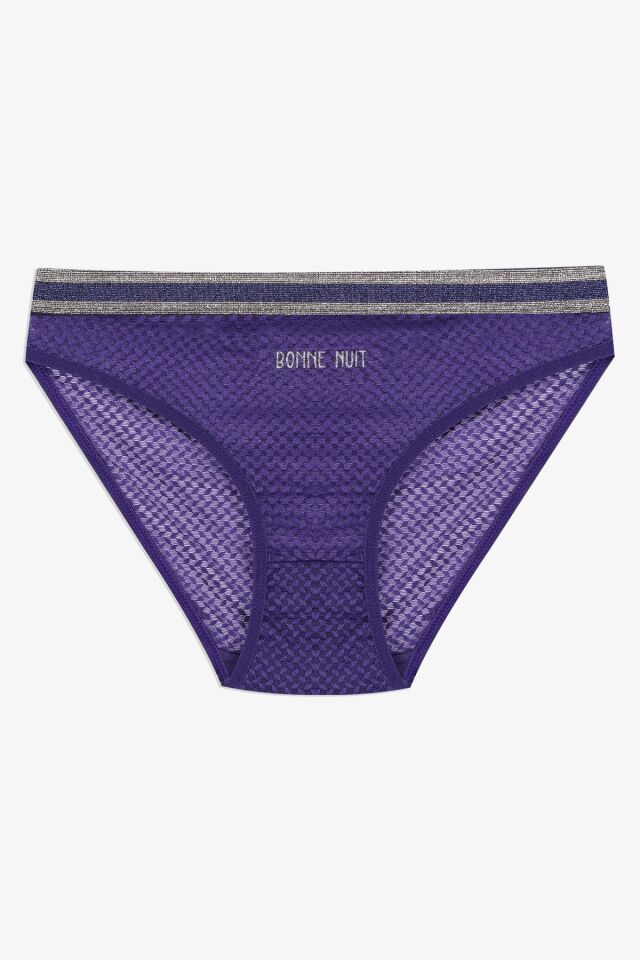 Kadın 3'lü Dantelli - Baskılı Külot siyahlilamor - M