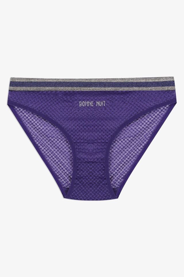 Kadın 3'lü Dantelli - Baskılı Külot siyahlilamor - M