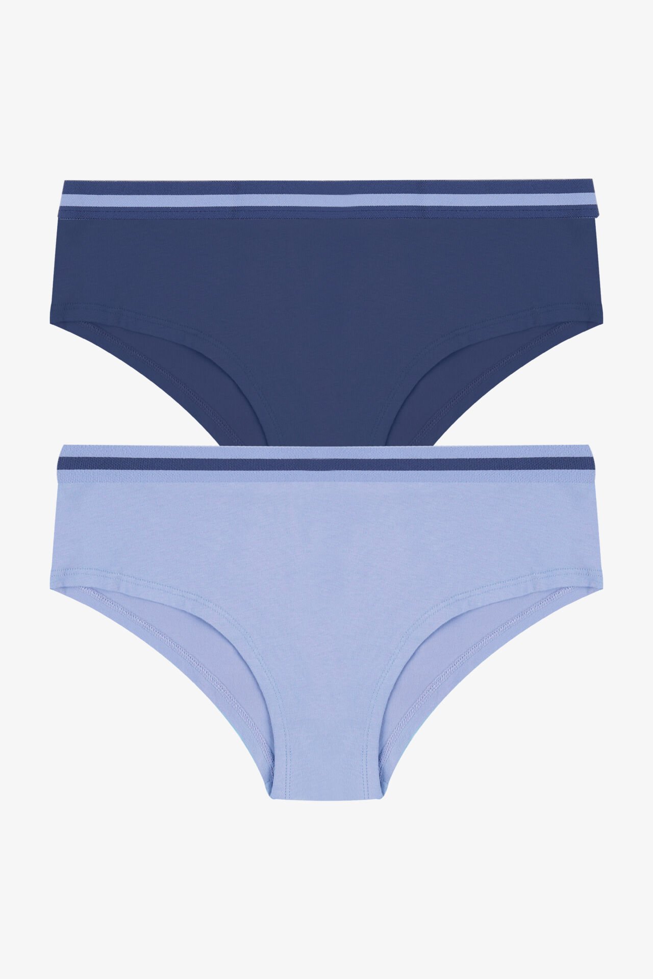 Kadın Pamuklu Çizgili Lastikli 2'li Hipster Külot S - İndigo