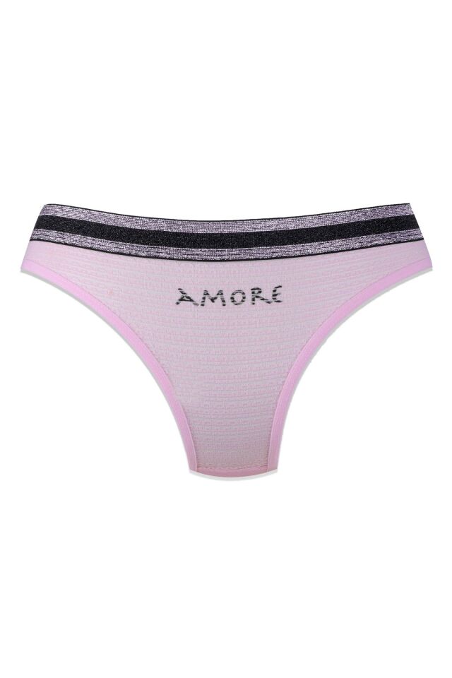 Kadın 3'lü Dantelli - Baskılı Külot Pembemorpembe - M