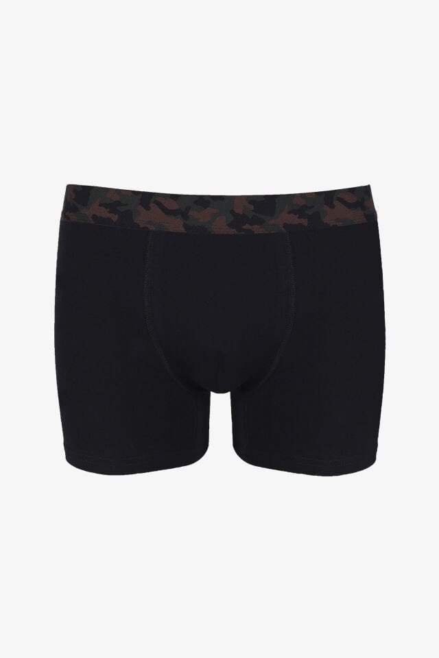 Erkek 2'li Pamuklu Likralı Boxer Siyah - Füme - 2XL