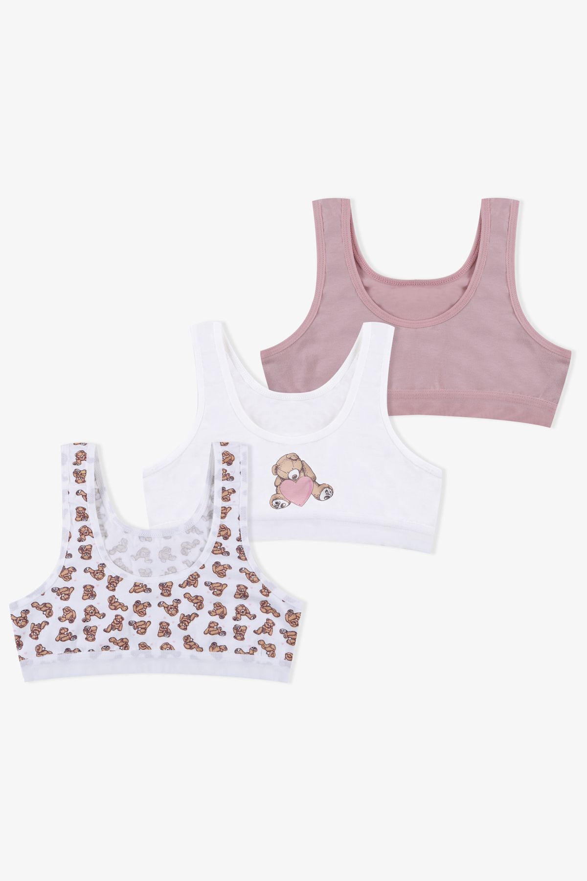 Kız Çocuk 3'lü Kalın Askılı Yarım Atlet 2013-27 Ayıcık Desen - 13-14 Yaş - 2013-27 Ayıcık Desen - 13-14 Yaş