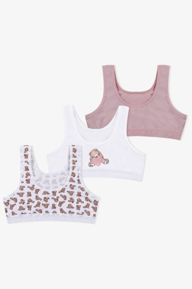 Kız Çocuk 3'lü Kalın Askılı Yarım Atlet 2013-27 Ayıcık Desen - 13-14 Yaş - 2013-27 Ayıcık Desen - 13-14 Yaş