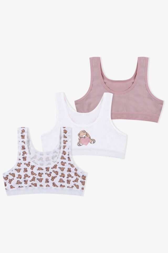 Kız Çocuk 3'lü Kalın Askılı Yarım Atlet 2013-27 Ayıcık Desen - 13-14 Yaş - 2013-27 Ayıcık Desen - 13-14 Yaş