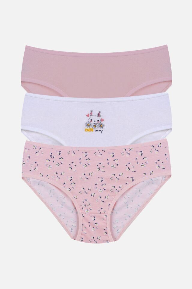Kız Çocuk 3'lü Sevimli Fare Desenli Slip 1050-108 - 5-7 Yaş - 1050-108 - 5-7 Yaş