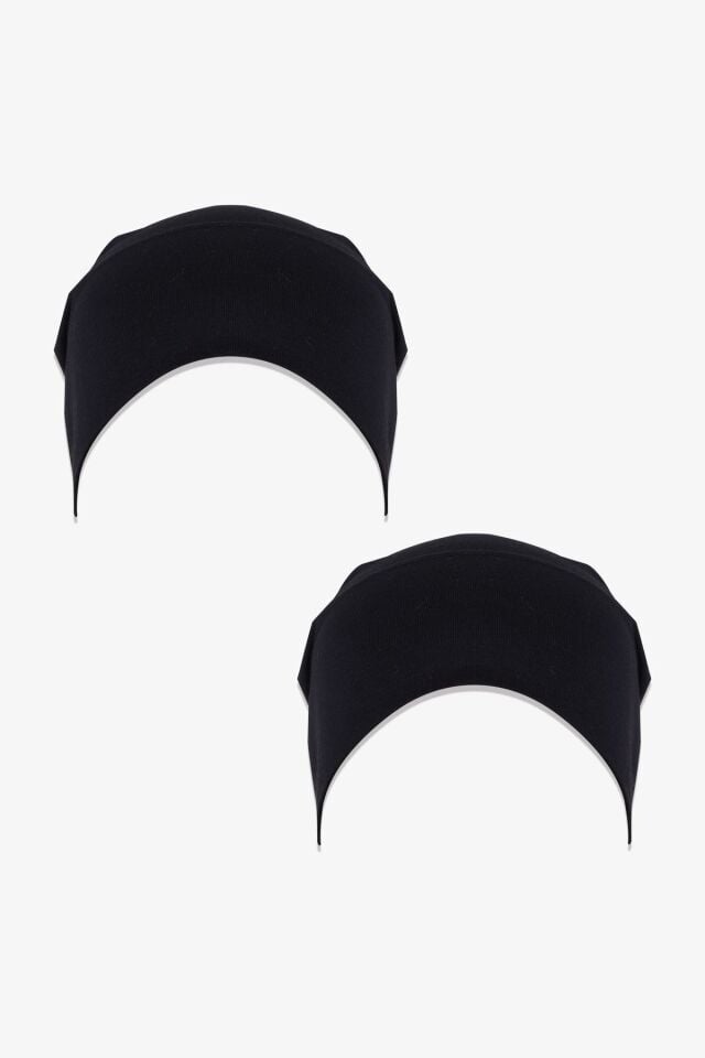 Kadın 2'li Likralı Dikişsiz Siyah Tesettür Bone