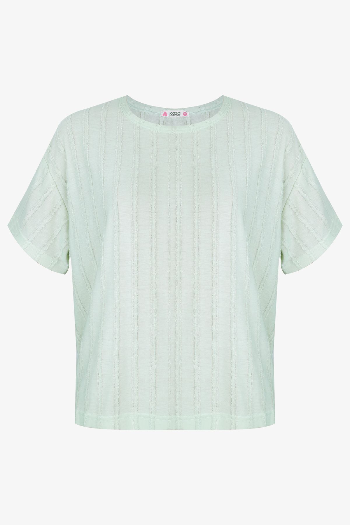 Kadın Pembe Saçaklı Yarım Kollu Şortlu Takım KO70106 Su Yeşili - L