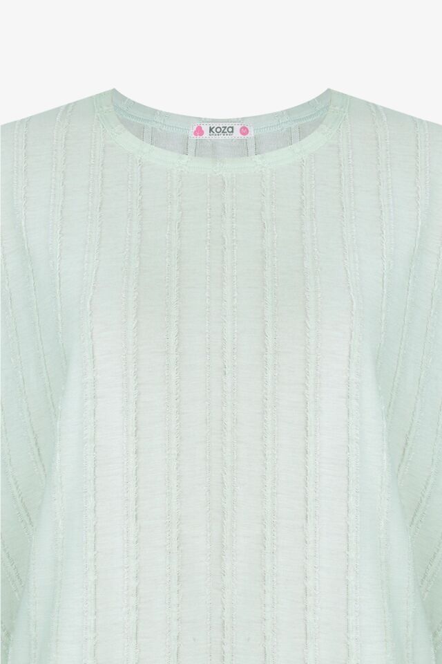 Kadın Pembe Saçaklı Yarım Kollu Şortlu Takım KO70106 Su Yeşili - L