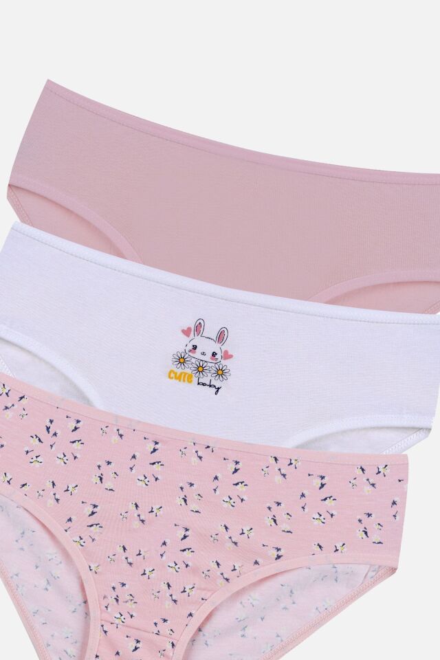 Kız Çocuk 3'lü Sevimli Fare Desenli Slip 1050-108 - 9-12 Yaş - 1050-108 - 9-12 Yaş