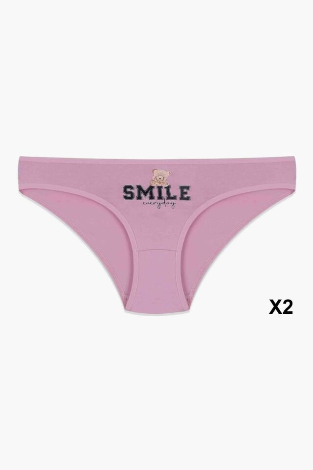 12'li Kadın Pamuklu Baskılı Bikini Külot Lacivert - Ekru - Pudra - M