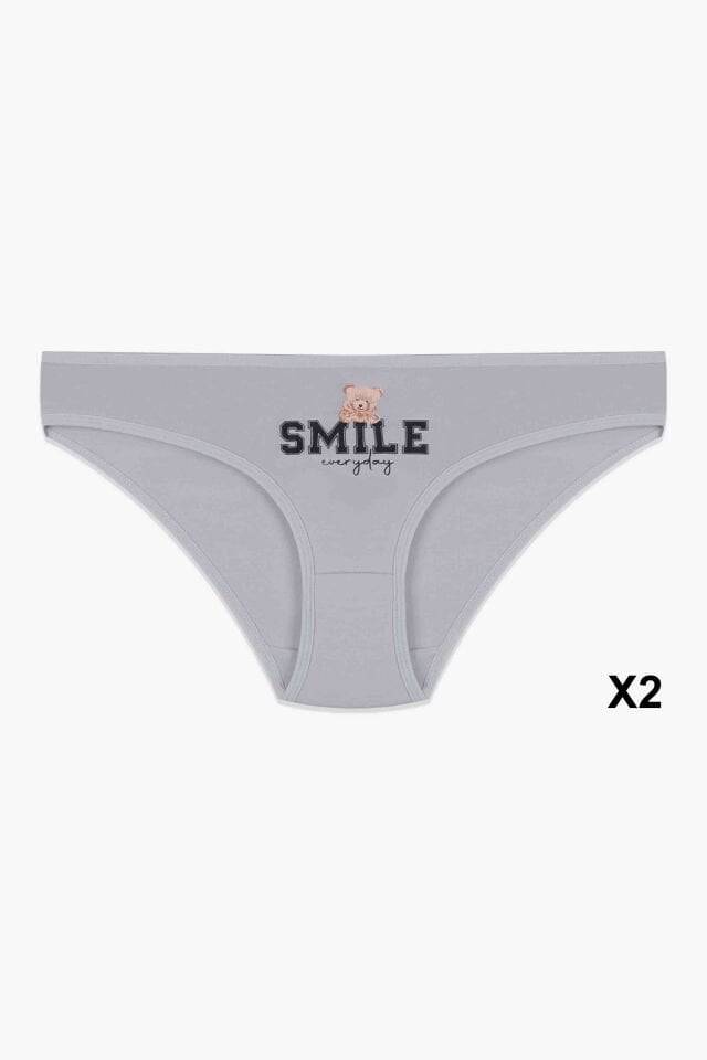 12'li Kadın Pamuklu Baskılı Bikini Külot Lacivert - Ekru - Pudra - M