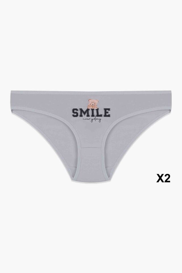 12'li Kadın Pamuklu Baskılı Bikini Külot Lacivert - Ekru - Pudra - M