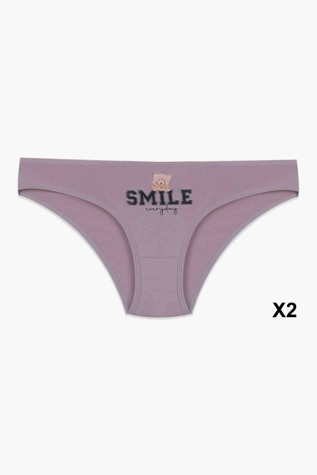 12'li Kadın Pamuklu Baskılı Bikini Külot Lacivert - Ekru - Pudra - M