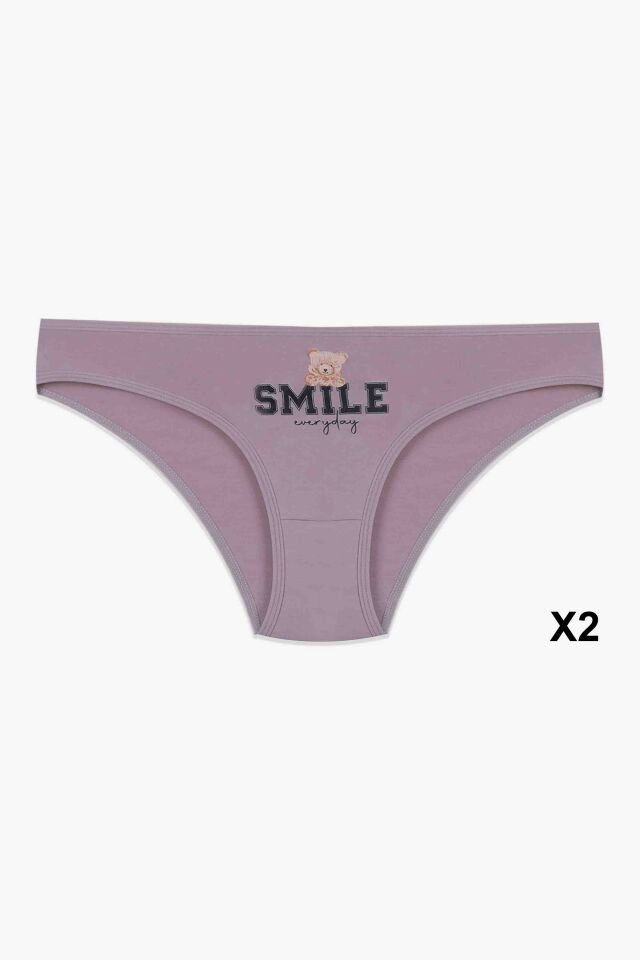 12'li Kadın Pamuklu Baskılı Bikini Külot Lacivert - Ekru - Pudra - M