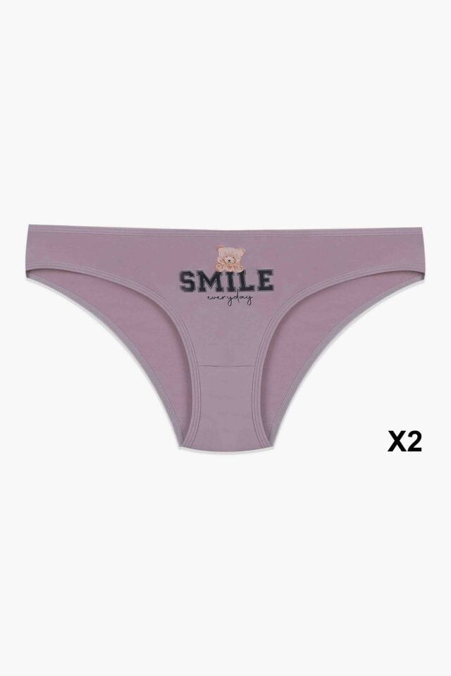 12'li Kadın Pamuklu Baskılı Bikini Külot Lacivert - Ekru - Pudra - M