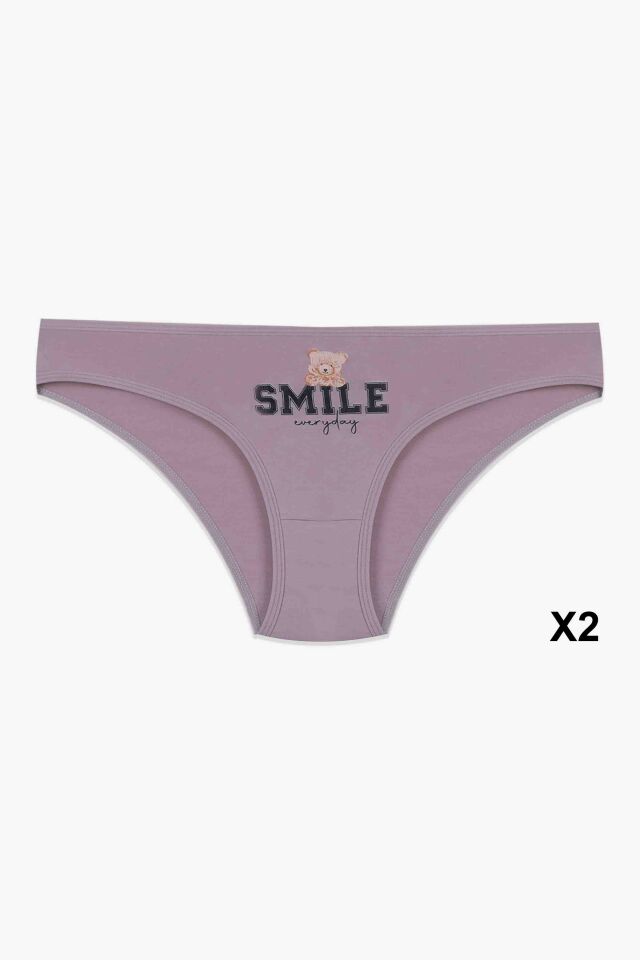12'li Kadın Pamuklu Baskılı Bikini Külot Lacivert - Ekru - Pudra - M