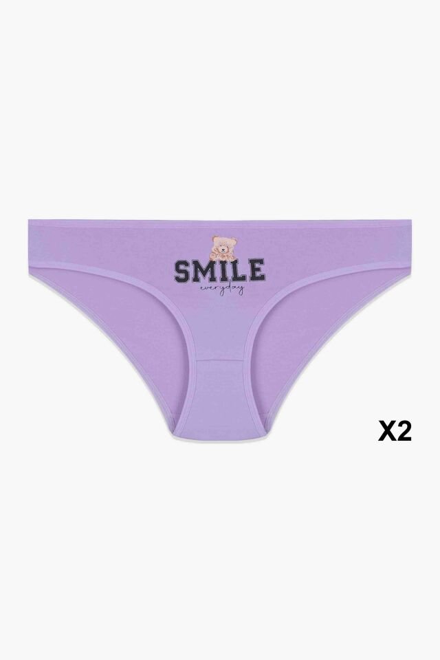 12'li Kadın Pamuklu Baskılı Bikini Külot Lacivert - Ekru - Pudra - M