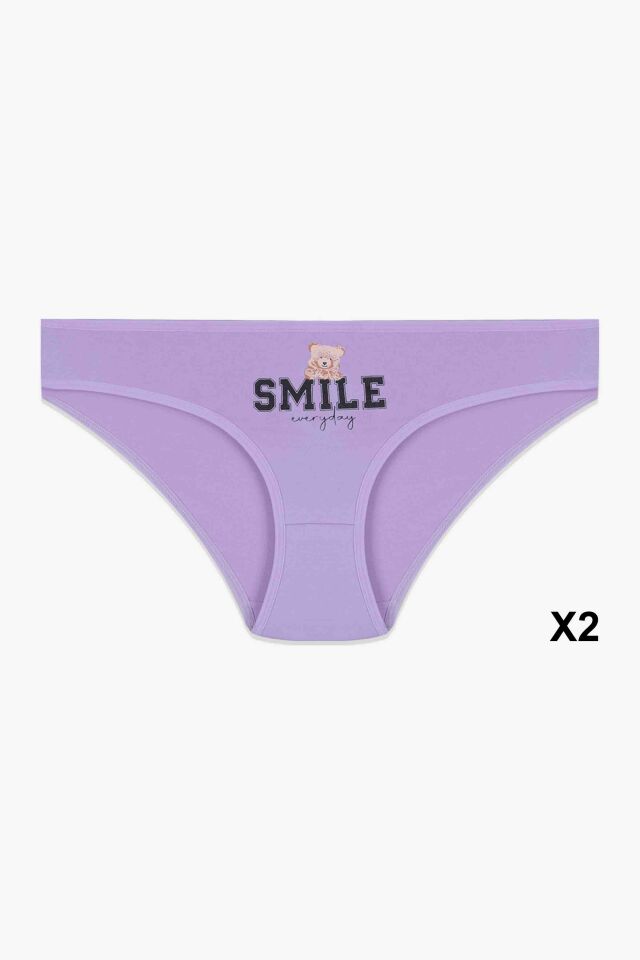 12'li Kadın Pamuklu Baskılı Bikini Külot Lacivert - Ekru - Pudra - M